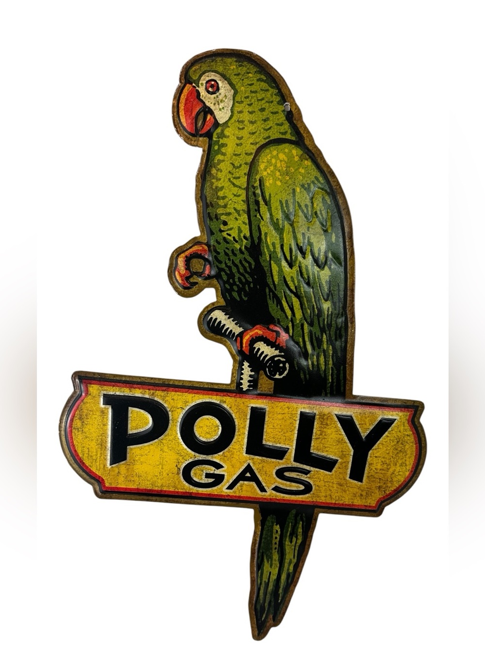 Vintage-Style Polly Gas Parrot Metal Sign Retro Gas Station Decor